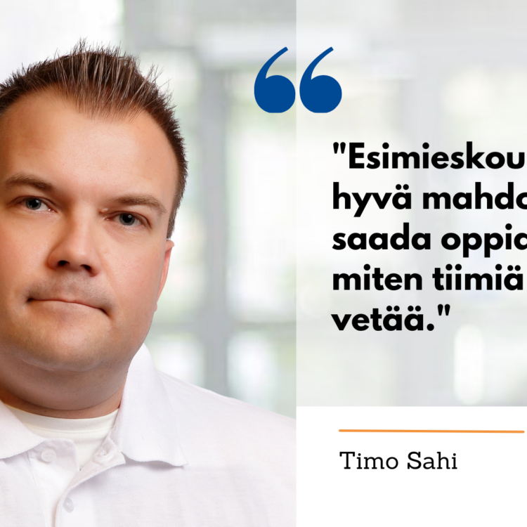 Timo Sahi Suomen Yrittäjäopiston esimieskoulutuksesta.